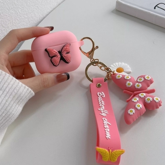 Pink Airpods Case Butterfly Airpods Pro Case Airpods 3rd Gen Case Silicone - Picture 3 of 6